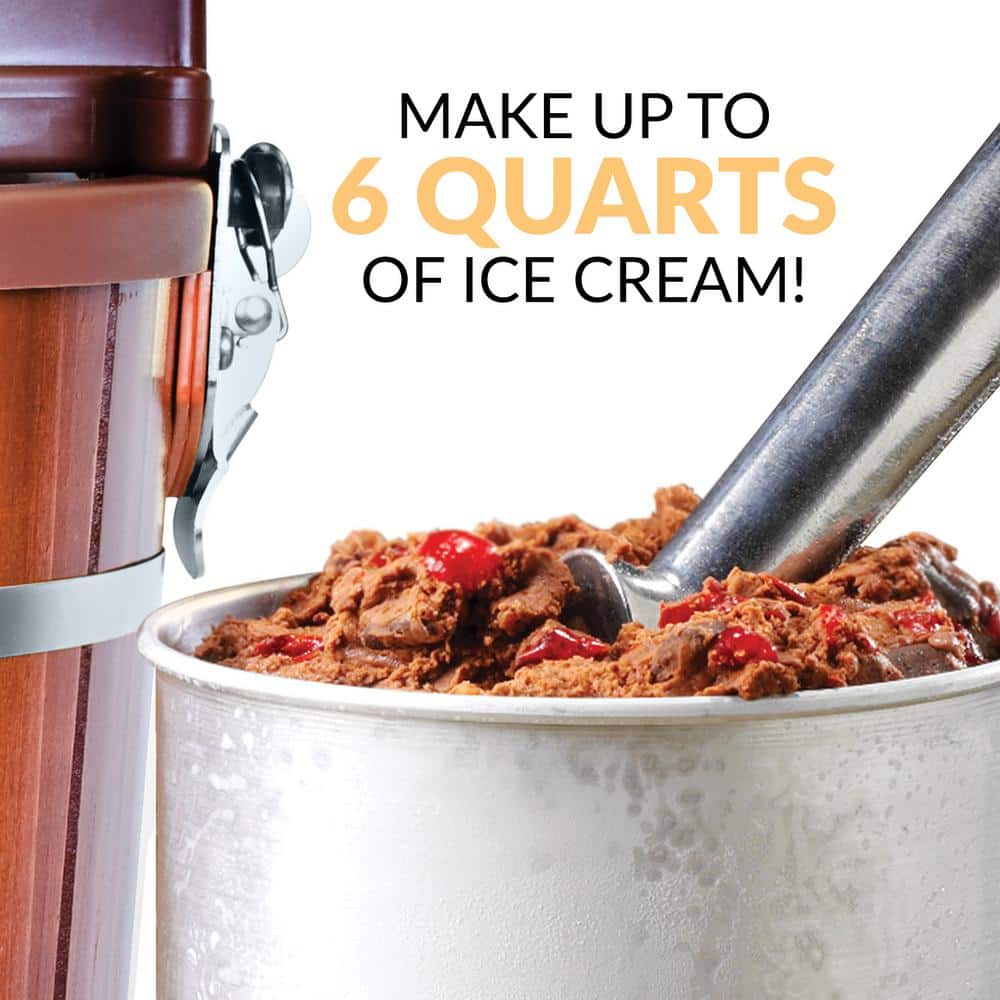 Nostalgia Dark Wood 6 Qt Automatic Ice Cream Maker