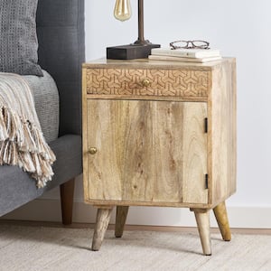 Camrose 1-Drawer Natural Nightstand (26 in. H x 18 in. W x 14 in. D)