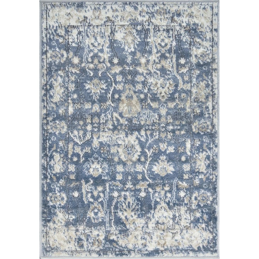 Portland Blue Rectangular Indoor Easy-Care Rug, 2x3 ft