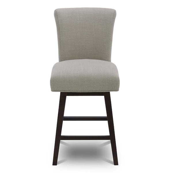 Spruce & Spring Dennis 26 in. Flax Beige High Back Solid Wood Frame Swivel Counter Height Bar Stool with Fabric Seat