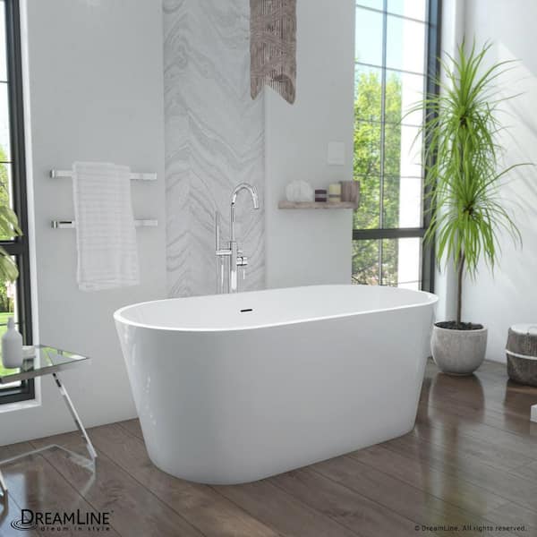 Enigma 47 in. x 27 in. Freestanding Acrylic Soaking Bathtub with Center Drain in Matte Black