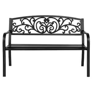 50 in. Iron and PVC Metal Outdoor Courtyard Decoration Park Leisure Bench