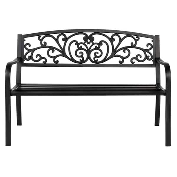 cenadinz 50 in. Iron and PVC Metal Outdoor Courtyard Decoration Park Leisure Bench