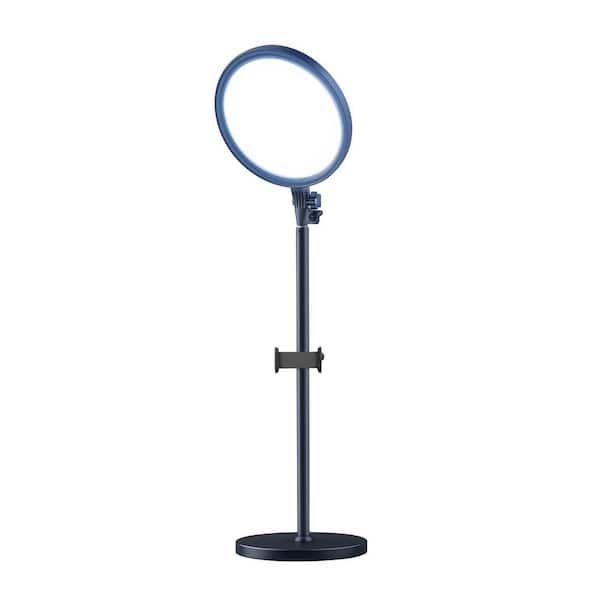 12 in. Black Ring Light with Adjustable 79 in. Stand Stepless Dimming Remote Control for Video Live Stream