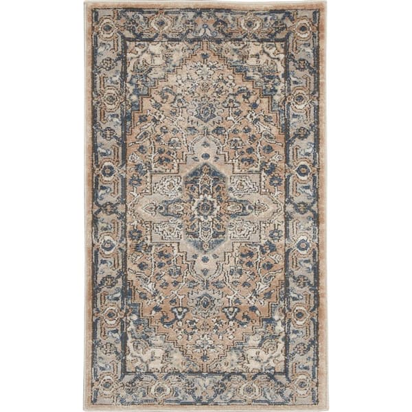 Nourison Concerto Beige/Grey 2 ft. x 4 ft. Abstract Rustic Kitchen Area Rug