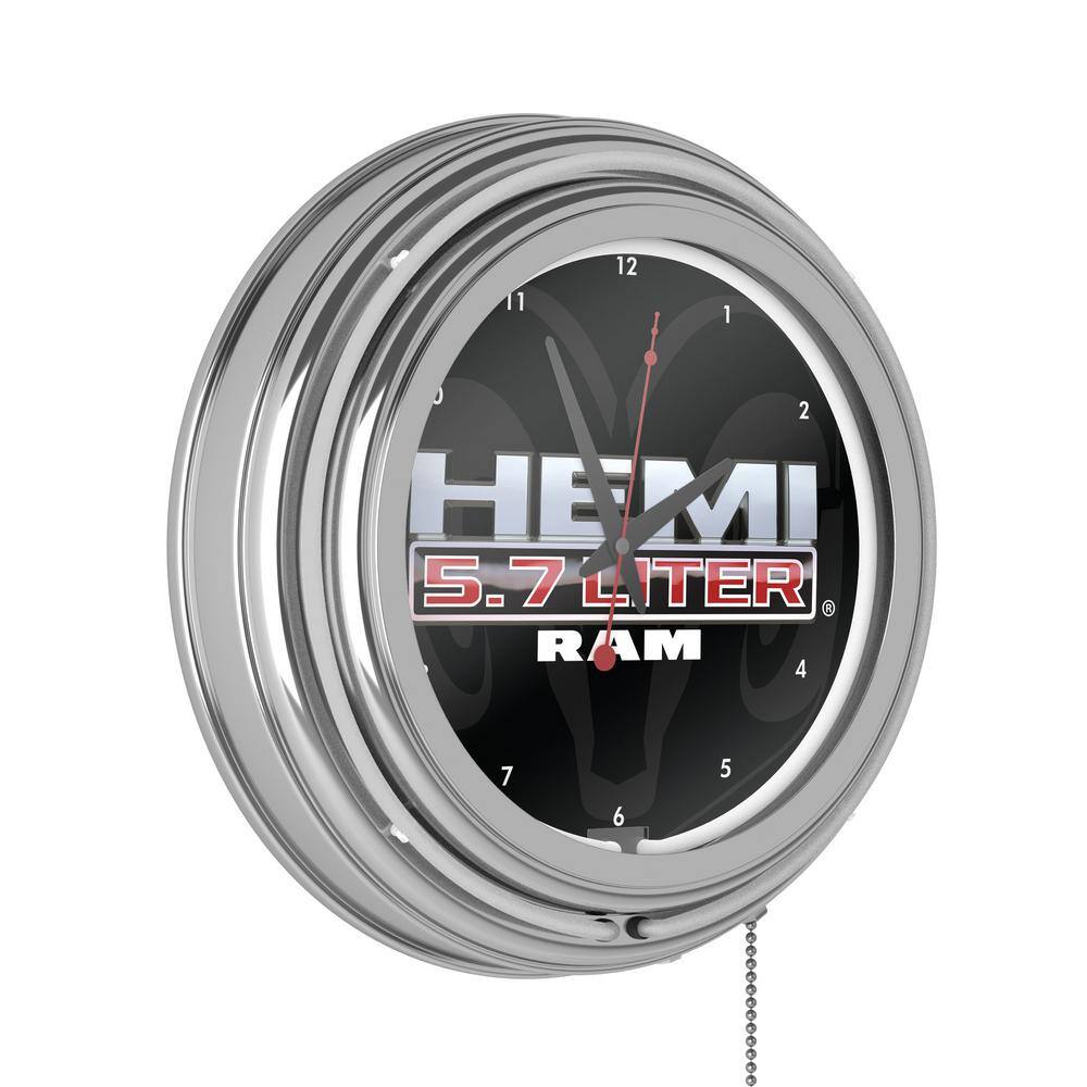 RAM White Hemi Lighted Analog Neon Clock RAM8WHEMIHD The Home Depot
