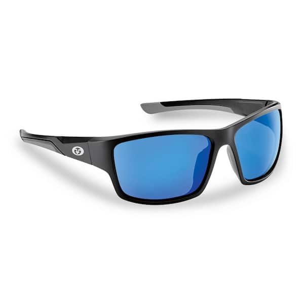 Sand Bank Polarized Sunglasses in Matte Black Frame with Smoke Blue Mirror Lens
