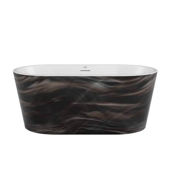 CELESTE 59 in. x 32 in. Soaking Bathtub with Center Drain in Midnight Black