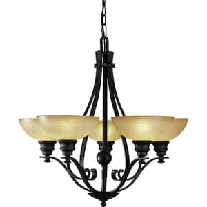 24.75 x 24.75 x 24.5 Volume Lighting V3755-65 Cambridge 5 light foundry bronze chandelier