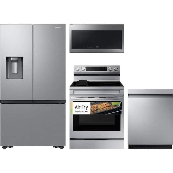 26 cu. ft. Counter Depth 3 Door Mega Capacity French Door Refrigerator with 5 Element Electric Range and Dishwasher