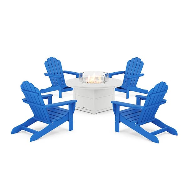 Trex Outdoor Furniture Monterey Bay Pacific Blue 5-Pieces Plastic Oversized Adirondack Patio Fire Pit Set