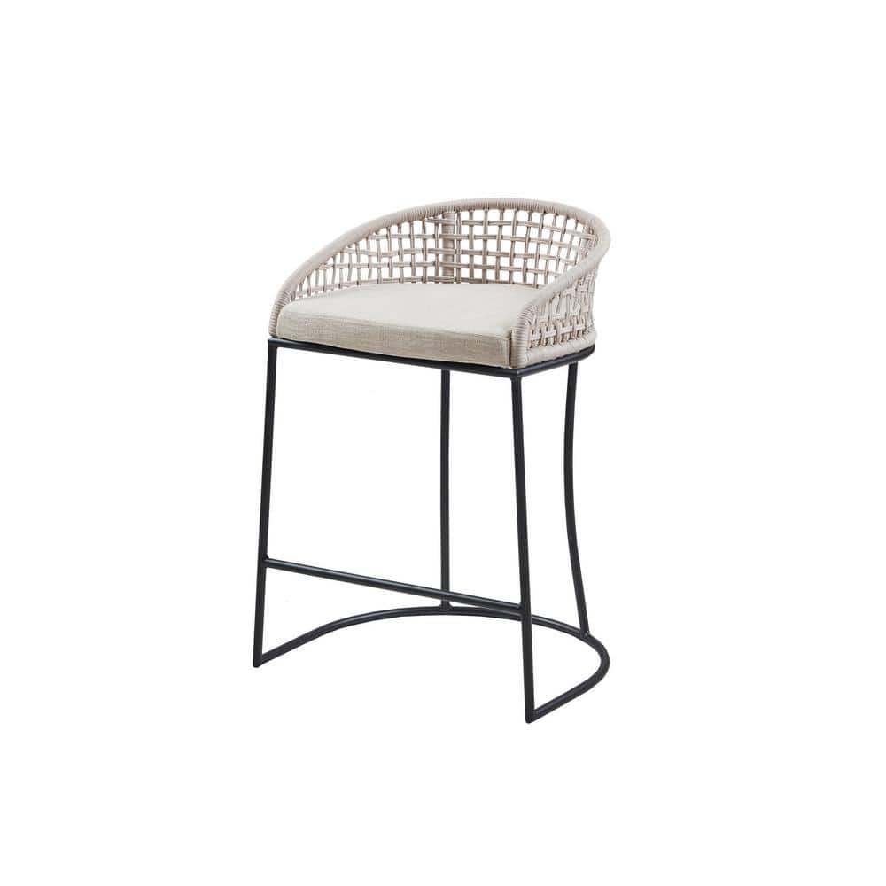 Hermosa Natural Woven Rope 25" Counter Stool with Metal Base