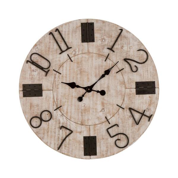 Glitzhome 28 In Farmhouse Wooden Wall Clock The Home Depot