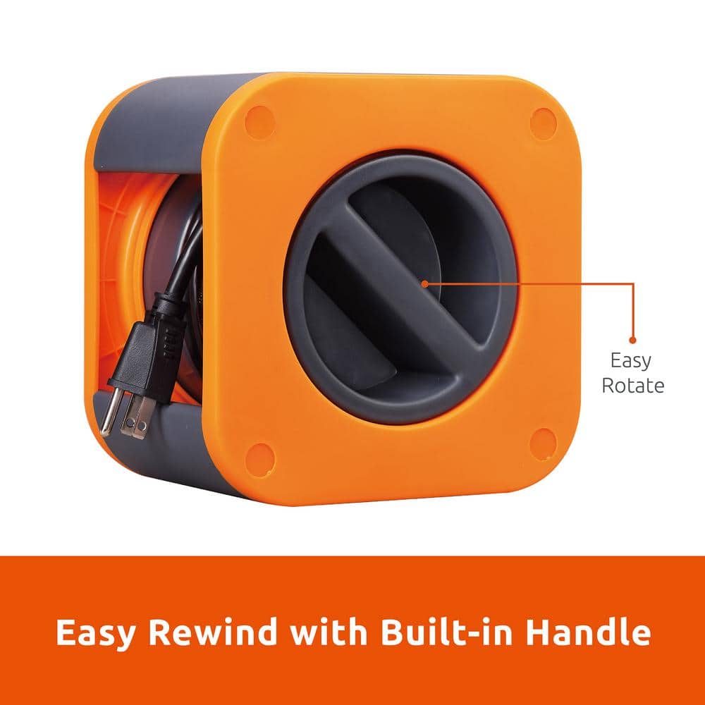 25 ft Black and Orange Extension Cord Reel with USB Ports