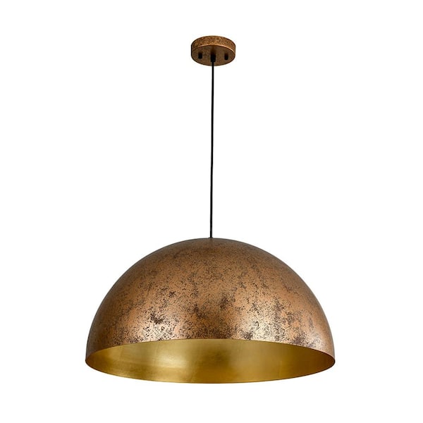 HUOKU PCover 1-Light Industrial 23.6 in. Rust Finish Pendant Light