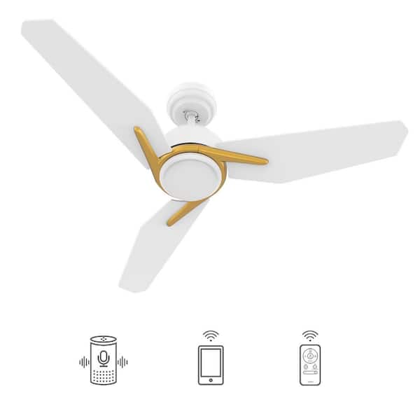 CARRO Tilbury 52 in. Dimmable LED Indoor/Outdoor White Smart Ceiling Fan with Light and Remote, Works with Alexa/Google Home