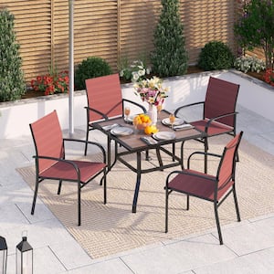 StyleWell Marivaux Black and White 5-Piece Steel Outdoor Patio Dining ...