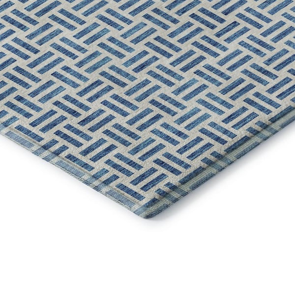 Mayfield Premium Machine Washable Abstract AMF978 Denim 1 ft. 8 in. x 2 ft. 6 in. Area Rug
