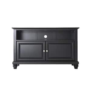 Cambridge 42 in. Black Wood TV Stand Fits TVs Up to 44 in. with Storage Doors