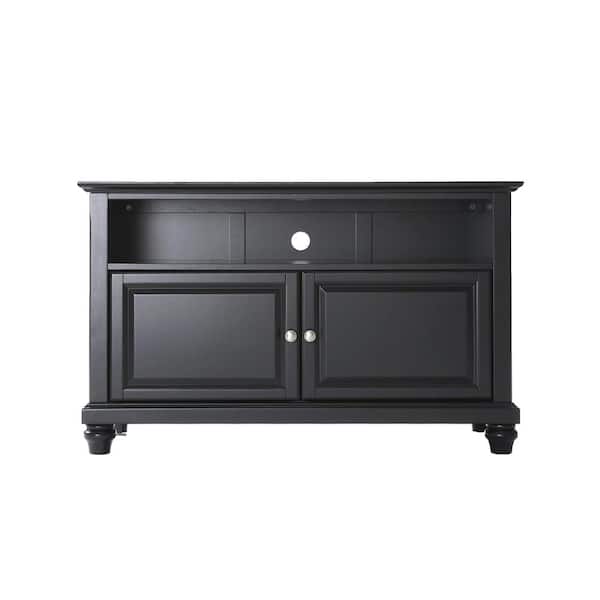 CROSLEY FURNITURE Cambridge 42 in. Black Wood TV Stand Fits TVs Up to 44 in. with Storage Doors