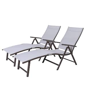 Brown 2-Piece Metal Outdoor Chaise Lounge