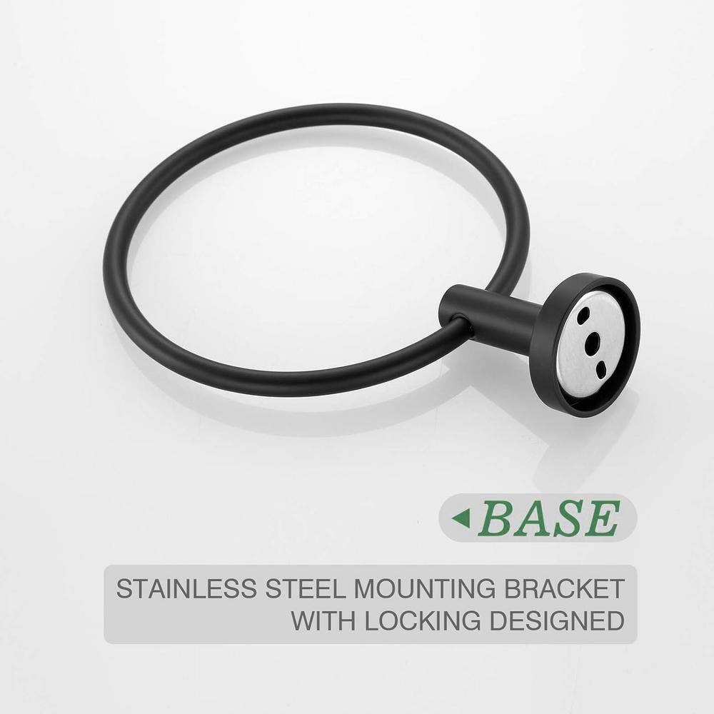 Matte Black Stainless Steel Wall Mounted Towel Ring Set