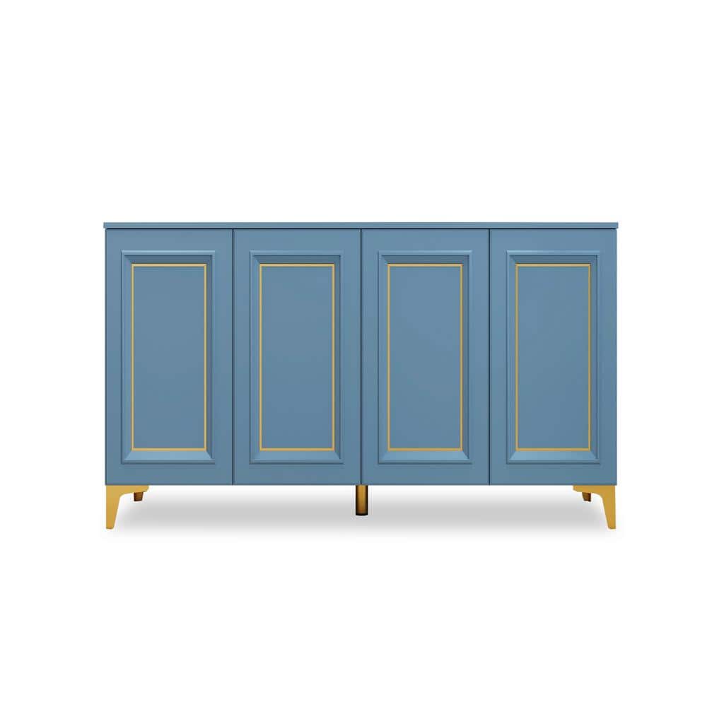 53.54 in. W x 15.75 in. D x 31.49 in. H Blue Linen Cabinet with Adjustable 