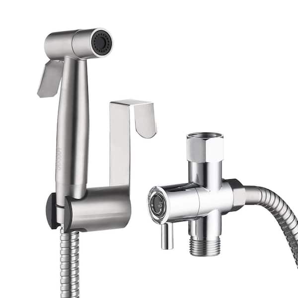 Stainless Steel Handheld Bidet Sprayer Bidet Attachment with Hose for Toilet, Silver Handheld Cloth Diaper Sprayer
