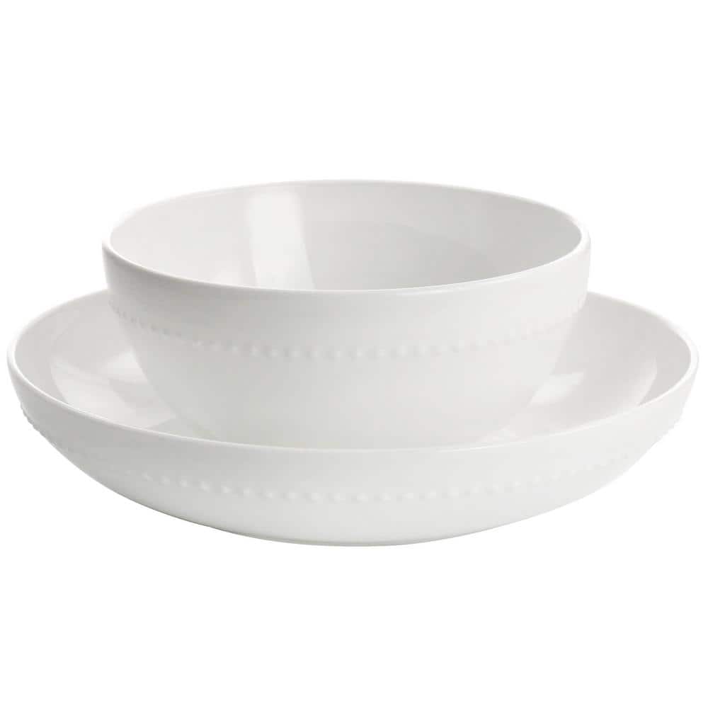 White Porcelain Embossed 16-Piece Dinnerware Set, Service for 4