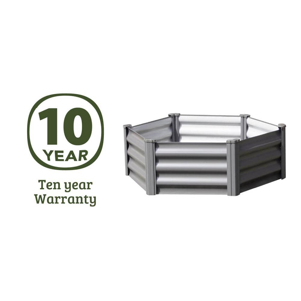 Woodland Gray Galvanized Steel Hexagon Raised Garden Bed