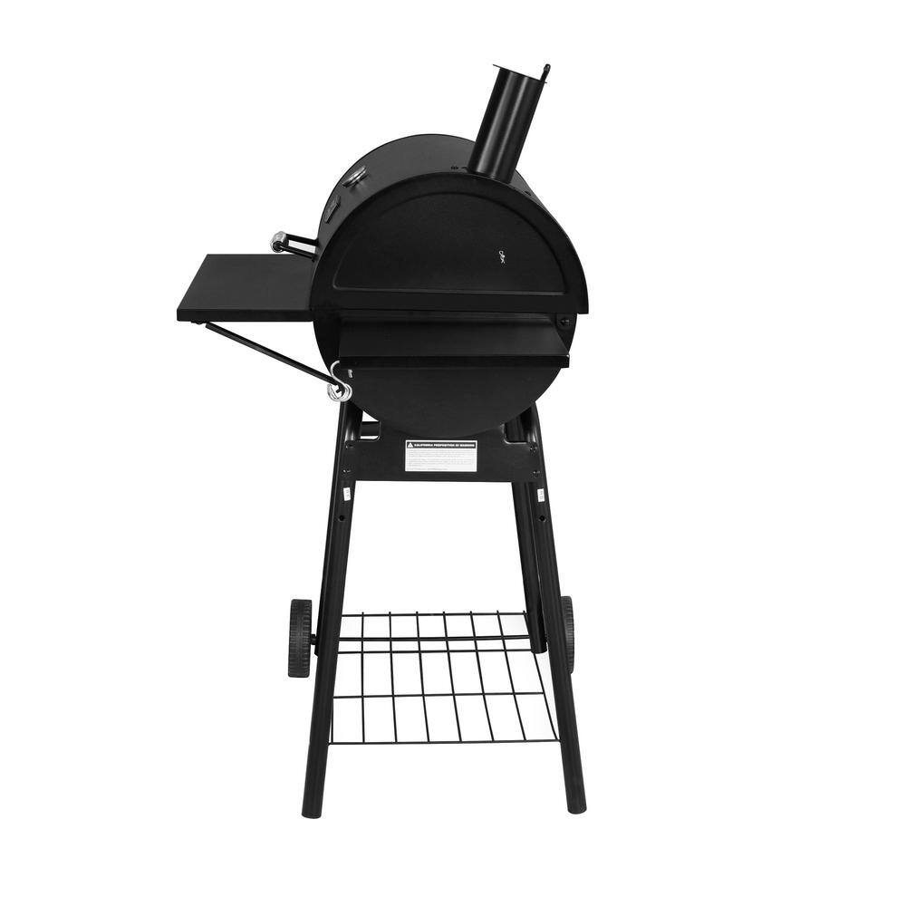 Charcoal Grill with Offset Smoker and Side Table in Black plus a Cover - 2