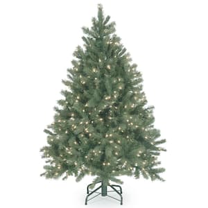 4-1/2 ft. Feel Real Downswept Douglas Blue Fir Hinged Tree with 450 Clear Lights