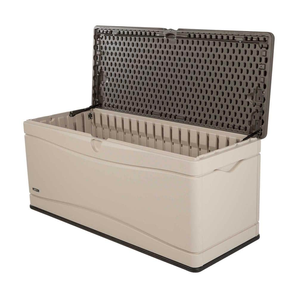 Desert Sand and Brown 130 Gallon Lockable Plastic Deck Box