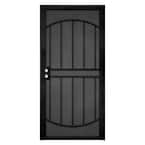 36 in. x 80 in. ArcadaMAX Black Surface Mount Outswing Steel Security Door with Perforated Metal Screen