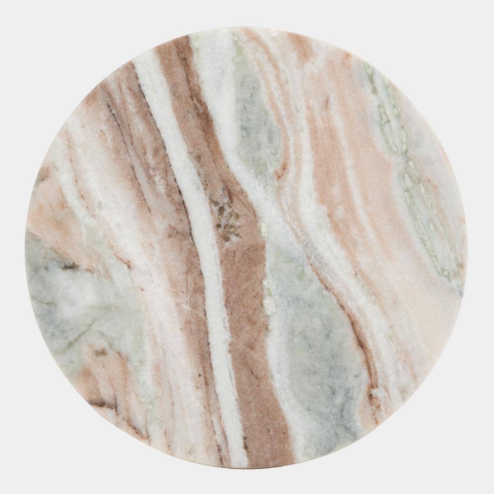 Valentia 10 in. Green Round Marble End Table - thumbnail 3