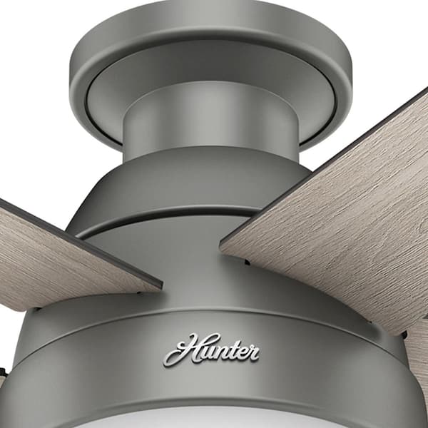 Hunter - Anslee 46 in. Indoor Low Profile Matte Silver Ceiling Fan with Light