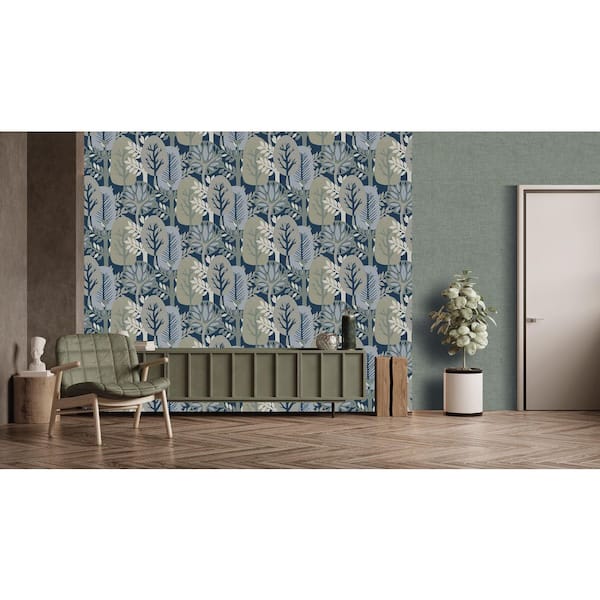 Dily Blue & Lemon Grass Nature's Forest Print Non Woven Non-Pasted Textured Wallpaper 57 Sq. Ft.