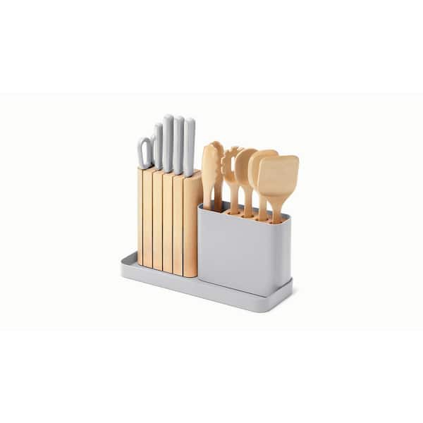 14-Piece Steel German Knife and Utensil Set in Gray