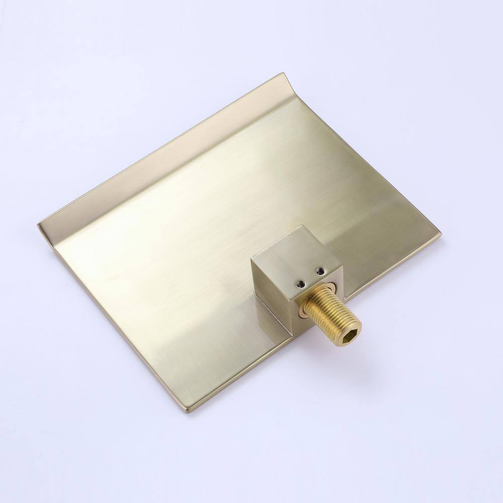 Brushed Gold Wall-Mounted Waterfall Tub Filler with Hand Shower
