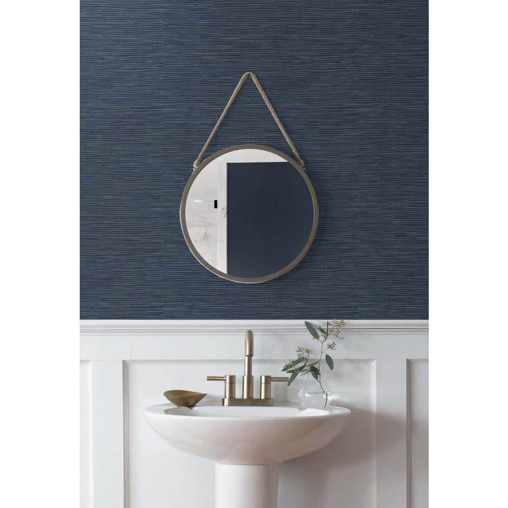 Cyprus Blue Faux Grasscloth Peel and Stick Wallpaper