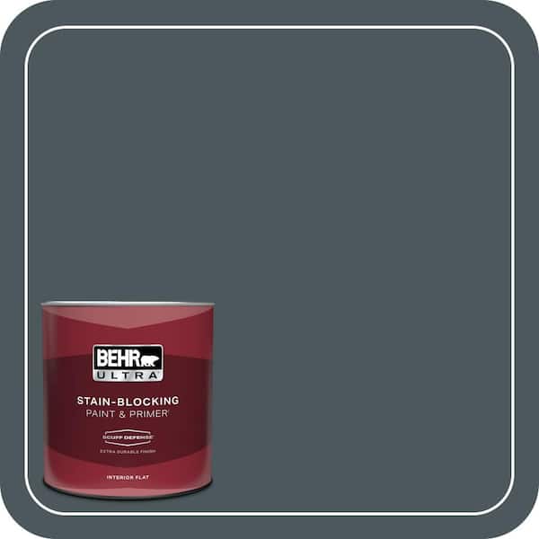 BEHR ULTRA 1 qt. #N470-7 Submarine Gray Extra Durable Flat Interior Paint & Primer
