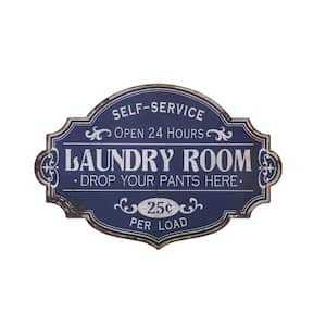 Vintage Metal Laundry Room Wall Decorative Sign with Distressed