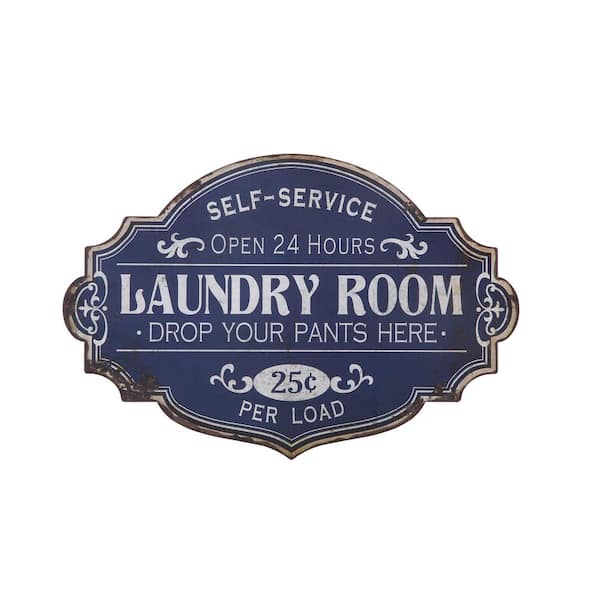 Storied Home Vintage Metal Laundry Room Wall Decorative Sign with Distressed