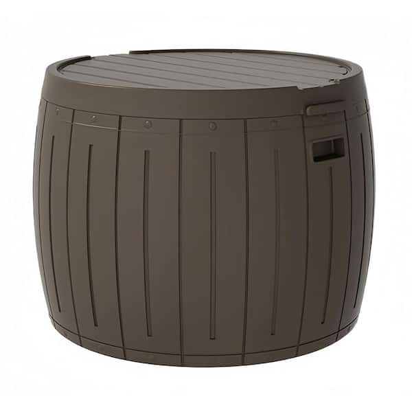 48 gal. Brown Round Resin Outdoor Storage Deck Box