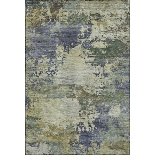 Mayfield Premium Machine Washable Abstract AMF2067 Purple 3 ft. x 5 ft. Area Rug