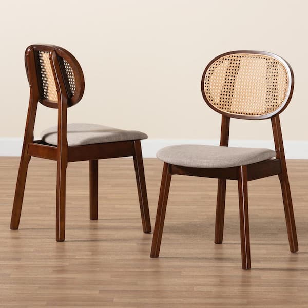 Baxton Studio Darrion Grey and Walnut Brown Dining Chair Set of 2