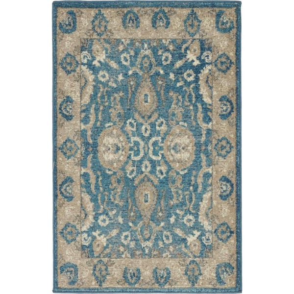 Unique Loom Salzburg Gaisberg Light Blue 2' 0 x 3' 0 Area Rug