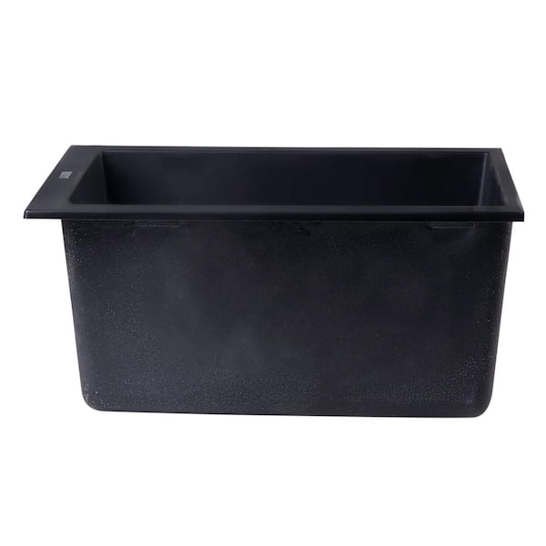 Undermount Granite Composite 16.13 in. Single Bowl Kitchen Sink in Black