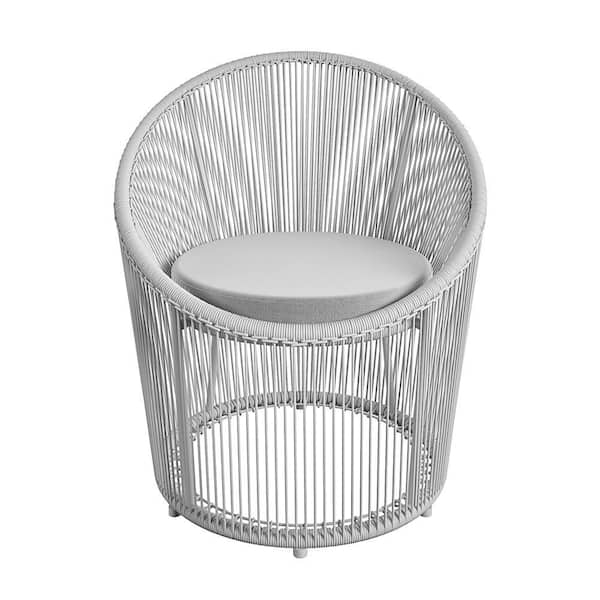 Cosco CosmoLiving by Cosmopolitan Taura Gray Resin Rope and Metal Outdoor Lounge Chair with Gray Cushion