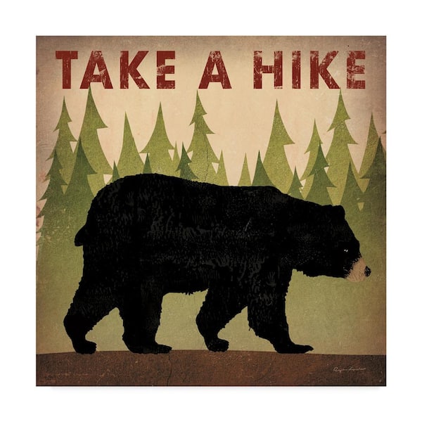 Trademark Fine Art 14 in. x 14 in. Take A Hike Black Bear by Ryan Fowler Floater Frame Animal Wall Art